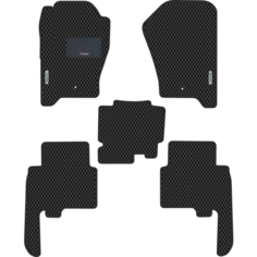 Автомобильные коврики EVA для Land Rover Discovery III (2004-2009), с каучуковым подпятником и 2 эмблемами, чёрные с чёрным кантом, ячейка - ромб Carstar