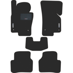 Автомобильные коврики EVA для Volkswagen Passat B6 (2005-2010), с каучуковым подпятником и 2 эмблемами, чёрные с чёрным кантом, ячейка - ромб Carstar