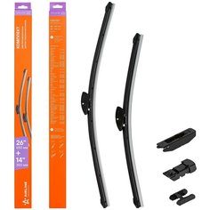 Щетки стеклоочистителя 650/350мм (26"/14") бескаркасные для а/м Toyota Corolla (07-13), LADA ВАЗ XRAY (15-), Kia Ceed (12-), 2 шт. 4 типа адптр AWB-BK-650-350K AIRLINE