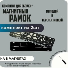 Магнитные рамки для номеров автомобиля/Быстросъёмные "Молодой и Перспективный" премиум Нет бренда