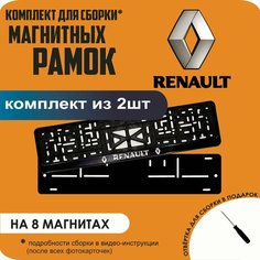 Магнитные рамки для номеров автомобиля/Быстросъёмные "Renault" премиум Нет бренда