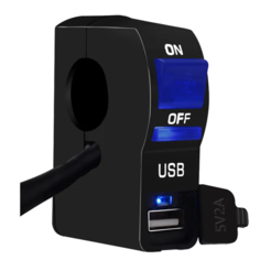 Переключатель кнопка на руль мотоцикла ON-OFF/USB зарядка/синяя подсветка нет
