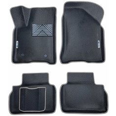 Автомобильные коврики EVA / ЕВА для Lada Vesta 2015-н. в, Lada Vesta SW Cross 2015-н. в. / Лада Веста / Веста СВ Кросс / черный(ромб)-графитовый + резин подпятник + 2 лого Gallex