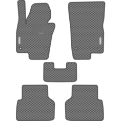 Автомобильные коврики EVA для Volkswagen Tiguan I (2007-2016), с каучуковым подпятником и 2 эмблемами Volkswagen, серые с серым кантом, ячейка - ромб Carstar