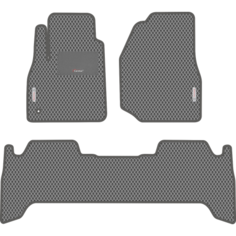 Автомобильные коврики EVA для Toyota Land Cruiser 100 (1998-2007), с каучуковым подпятником и 2 эмблемами Toyota, серые с серым кантом, ячейка - ромб Carstar