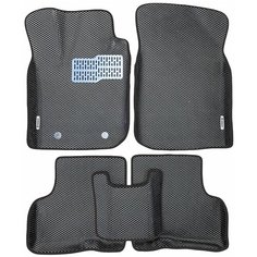 Автомобильные коврики EVA / ЕВА для Renault Logan I 2004-2015 / Рено Логан 1 / черный(ромб)-черный + металл подпятник + 2 лого / с бортами Gallex