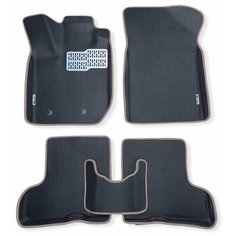 Автомобильные коврики EVA / ЕВА для Lada X-RAY 2015-н. в. / Лада Икс Рей / черный(сота)-графитовый + металл подпятник + 2 лого / с бортами Gallex