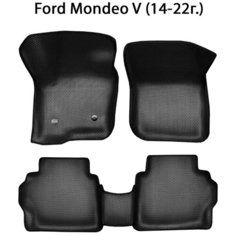 Автомобильные коврики ЭВА с Бортами для Ford Mondeo V (14-22г.). ЕВА соты от SUPERVIP для Форд Мондео 5. Черный цвет.