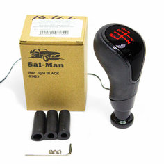 Ручка КПП красная LED подсветка Sal-Man в стиле Веста черный лак, рычажный привод Лада Приора / ВАЗ 2113 2114 2115 / 2108 2109 21099 / 2110 2111 2112 арт.01423 Нет бренда