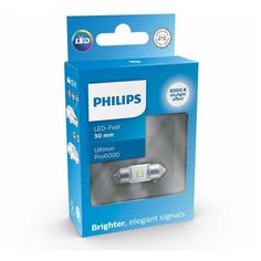 Сигнальная лампа PHILIPS C5W (SV8.5/8) LED 30мм White Ultinon Pro6000 LED 6000K 100лм 12V, 1шт