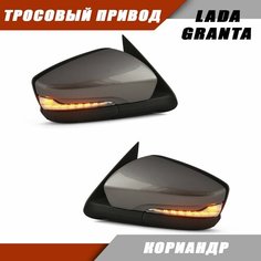 Наружное зеркало заднего вида на LADA Granta с тросовым приводом зеркального элемента, повторителем поворота PLAZMA, цвет Кориандр. Solina Salina