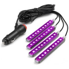 Светодиодная подсветка салона и зоны ног автомобиля 4 модуля 36 LED фиолетовая Electro Kot