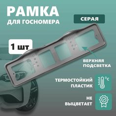 Рамка для номера автомобиля Defly, с светодиодной подсветкой LED, без надписи, серая