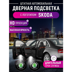 Штатная подсветка дверей, лазерная проекция Skoda от Shadow Light