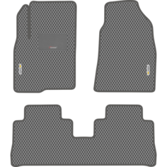 Автомобильные коврики EVA для Chevrolet Captiva дорестайл (2006-2011), с каучуковым подпятником и 2 эмблемами, серые с серым кантом, ячейка - ромб Carstar