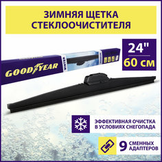 Зимняя щетка стеклоочистителя Goodyear Winter Premium 24"/60 cm, Дворник для автомобиля (9 адаптеров в комплекте)