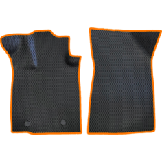 ЕВА коврики для VAZ Lada Largus фургон (2012-н. в.) / ВАЗ Лада Ларгус Фургон / Черные соты / Оранжевый кант / Комплект 2 шт. Evaformat