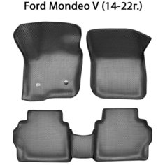 Автомобильные коврики ЭВА с Бортами для Ford Mondeo V (14-22г.). ЕВА соты от SUPERVIP для Форд Мондео 5. Cерый цвет.
