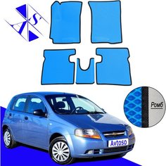 Автомобильные коврики EVA/ЕВА/ЭВА для Chevrolet Aveo 1 (T250/T200) / Шевроле Авео 1 (T250/T200) 2003-2012 василек черный Avtoso
