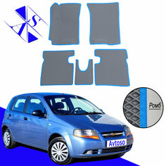 Автомобильные коврики EVA/ЕВА/ЭВА для Chevrolet Aveo 1 (T250/T200) / Шевроле Авео 1 (T250/T200) 2003-2012 серый галубой Avtoso