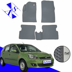 Автомобильные коврики EVA/ЕВА/ЭВА для Ford Fiesta MK5 (АКПП) 2002-2008 серый темно серый Avtoso
