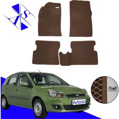 Автомобильные коврики EVA/ЕВА/ЭВА для Ford Fiesta MK5 (АКПП) 2002-2008 коричневый коричневый Avtoso