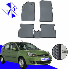 Автомобильные коврики EVA/ЕВА/ЭВА для Ford Fiesta MK5 (АКПП) 2002-2008 серый черный Avtoso