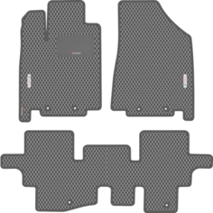 Автомобильные коврики EVA для Nissan Pathfinder IV (2012-2020), с каучуковым подпятником и 2 эмблемами Nissan, серые с серым кантом, ячейка - ромб Carstar