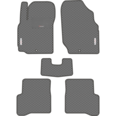 Автомобильные коврики EVA для Nissan Almera Classic (2006-2013), с каучуковым подпятником и 2 эмблемами Nissan, серые с серым кантом, ячейка - ромб Carstar