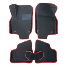 Коврики ЕВА EVA ЭВА с круговыми бортами бортами 3д 3D+ для Hyundai ix55 2008-2013 / Хендай икс55 / черный(ромб)-красный / резин подпятник Gallex