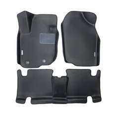 Коврики ЕВА EVA ЭВА с круговыми бортами бортами 3д 3D+ для Hyundai ix55 2008-2013 / Хендай икс55 / черный(ромб)-черный / резин подпятник + 2 лого Gallex