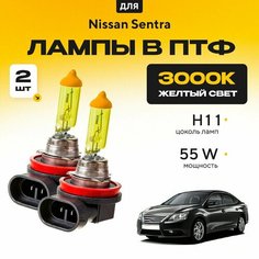 Желтый свет 3000К галогеновые лампочки H11 в ПТФ для Nissan Sentra. H11 в туманки для Ниссан сентра. Галоген в противотуманные фары Va24 Ru