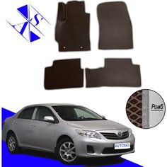 Автомобильные коврики EVA/ЕВА/ЭВА для Toyota Corolla E150 2006-2013 (седан) коричневый серый Avtoso