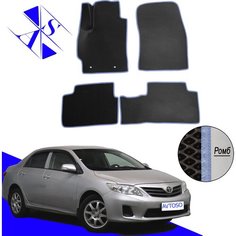 Автомобильные коврики EVA/ЕВА/ЭВА для Toyota Corolla E150 2006-2013 (седан) черный василек Avtoso