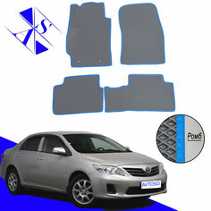 Автомобильные коврики EVA/ЕВА/ЭВА для Toyota Corolla E150 2006-2013 (седан) серый голубой Avtoso