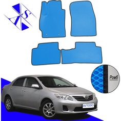 Автомобильные коврики EVA/ЕВА/ЭВА для Toyota Corolla E150 2006-2013 (седан) василек черный Avtoso