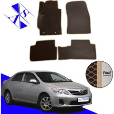 Автомобильные коврики EVA/ЕВА/ЭВА для Toyota Corolla E150 2006-2013 (седан) коричневый бежевый Avtoso