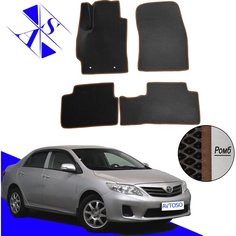 Автомобильные коврики EVA/ЕВА/ЭВА для Toyota Corolla E150 2006-2013 (седан) черный коричневый Avtoso