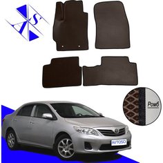Автомобильные коврики EVA/ЕВА/ЭВА для Toyota Corolla E150 2006-2013 (седан) коричневый черный Avtoso