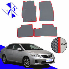 Автомобильные коврики EVA/ЕВА/ЭВА для Toyota Corolla E150 2006-2013 (седан) серый красный Avtoso