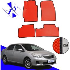 Автомобильные коврики EVA/ЕВА/ЭВА для Toyota Corolla E150 2006-2013 (седан) красный черный Avtoso