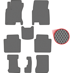 Автомобильные коврики EVA для Nissan Qashqai+2 3 ряда (2008-2013), серые с серым кантом, ячейка - ромб Carstar