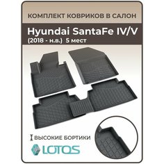 Коврики автомобильные 3D для салона Hyundai Santa Fe IV/V 5 мест (2018-н. в.) / Ковры в машину Хендай Санта Фе 4 / 5 /Автоковрики полиуретановые (мягкая резина) Mile