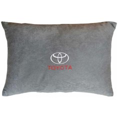 Декоративная подушка из велюра с логотипом (тойота) "Toyota",/подушка в салон/подушка под спину/подушка для путешествий/, серый Auto Premium