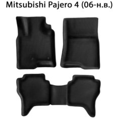 Автомобильные коврики ЭВА с Бортами для Mitsubishi Pajero IV (06-н. в.). ЕВА соты от SUPERVIP для Митсубиши Паджеро 4 (06-н. в.). Черный цвет.