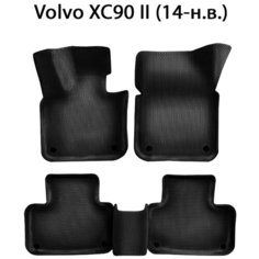 Автомобильные коврики ЭВА с Бортами для Volvo XC90 II (14-н. в.). ЕВА соты от SUPERVIP для Вольво XC90 2 (14-н. в.). Черный цвет.