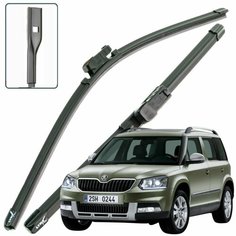 Дворники Skoda Yeti 5L / Шкода Йети 5Л рест. 2013 2014 2015 2016 2017 2018 Щетки стеклоочистителя бескаркасные автомобильные LYNXauto 600мм-480мм к-т 2шт.