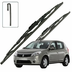 Дворники Renault Sandero (1) BS12 Рено Сандеро БС12 хэтчбек 5 дв. 2009 2010 2011 2012 2013 2014 Щетки стеклоочистителя каркасные для автомобиля 500мм-500мм к-т 2 шт. Lyn Xauto