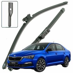 Дворники Skoda Rapid (2) NH3 / Шкода Рапид 2019 / 2020 / 2021 / 2022 Щетки стеклоочистителя бескаркасные автомобильные LYNXauto 600мм-400мм к-т 2шт.