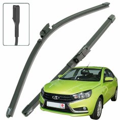 Дворники LADA Vesta / Лада Веста 2180 седан 2015 2016 2017 2018 2019 2020 2021 2022 Щетки стеклоочистителя бескаркасные автомобильные LYNXauto 600мм-450мм к-т 2шт.